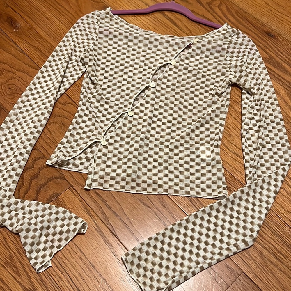 source unknown checkered mesh top 🤎🤍